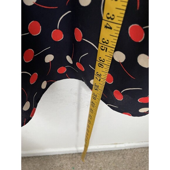 Ann Taylor Womens Large Cherry Print Shift Dress Long Sleeve Knee Length Blue - Picture 7 of 10